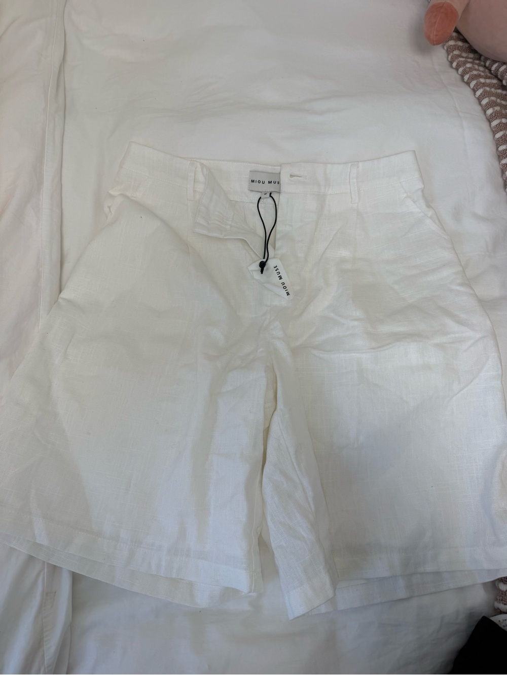 Miu Miu White Linen Bermuda Shorts